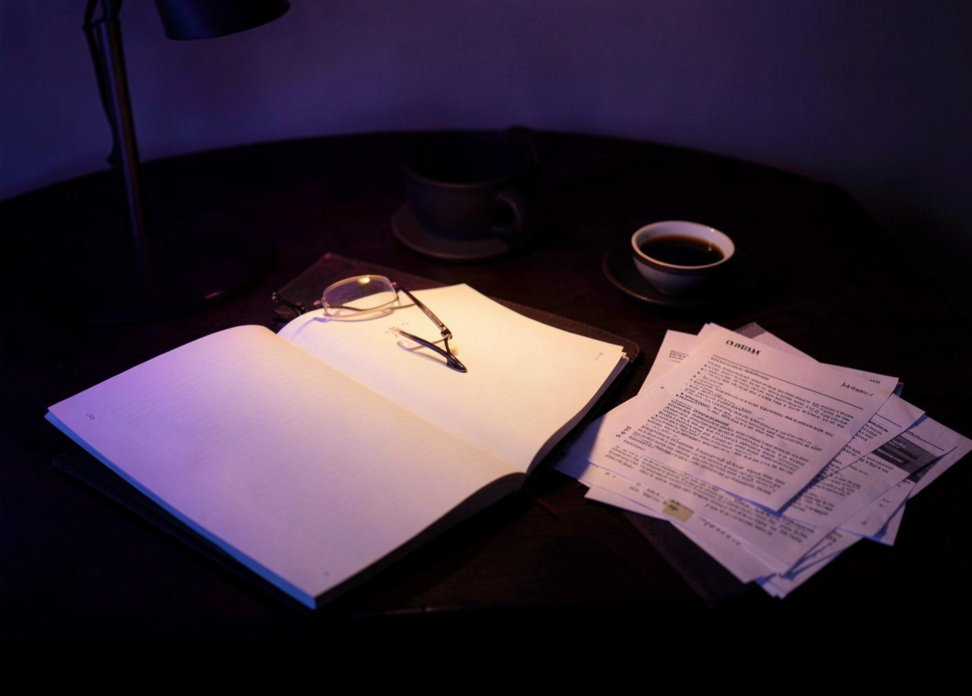Writing desk where the AI insights are researched