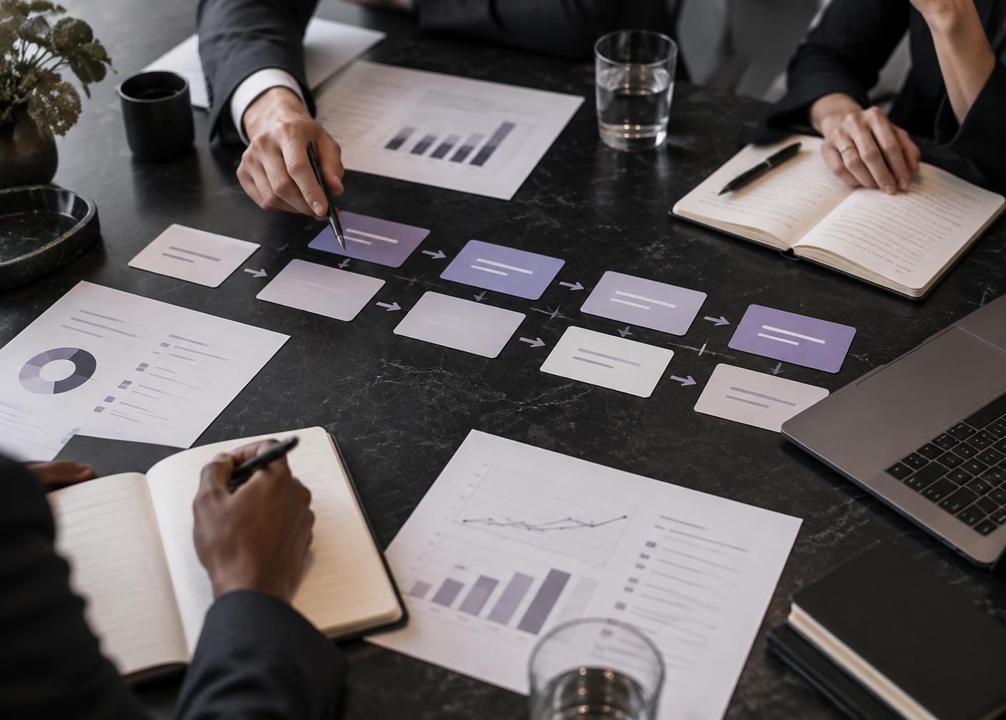 An AI roadmap being mapped on a table